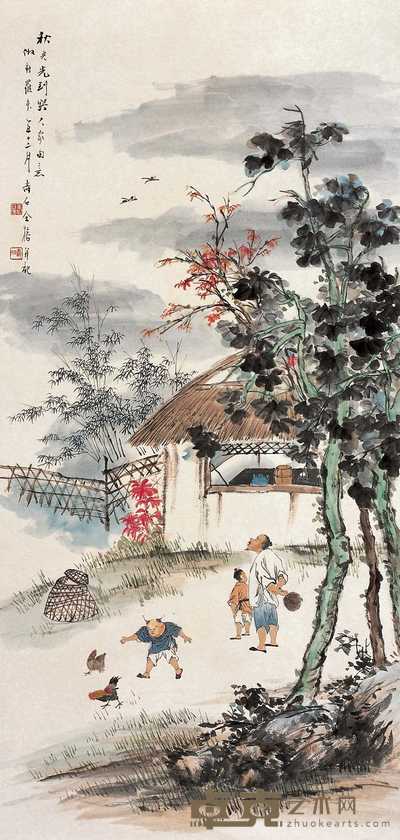 金寿石 乙丑（1925年）作 秋光 立轴 129.5×61cm